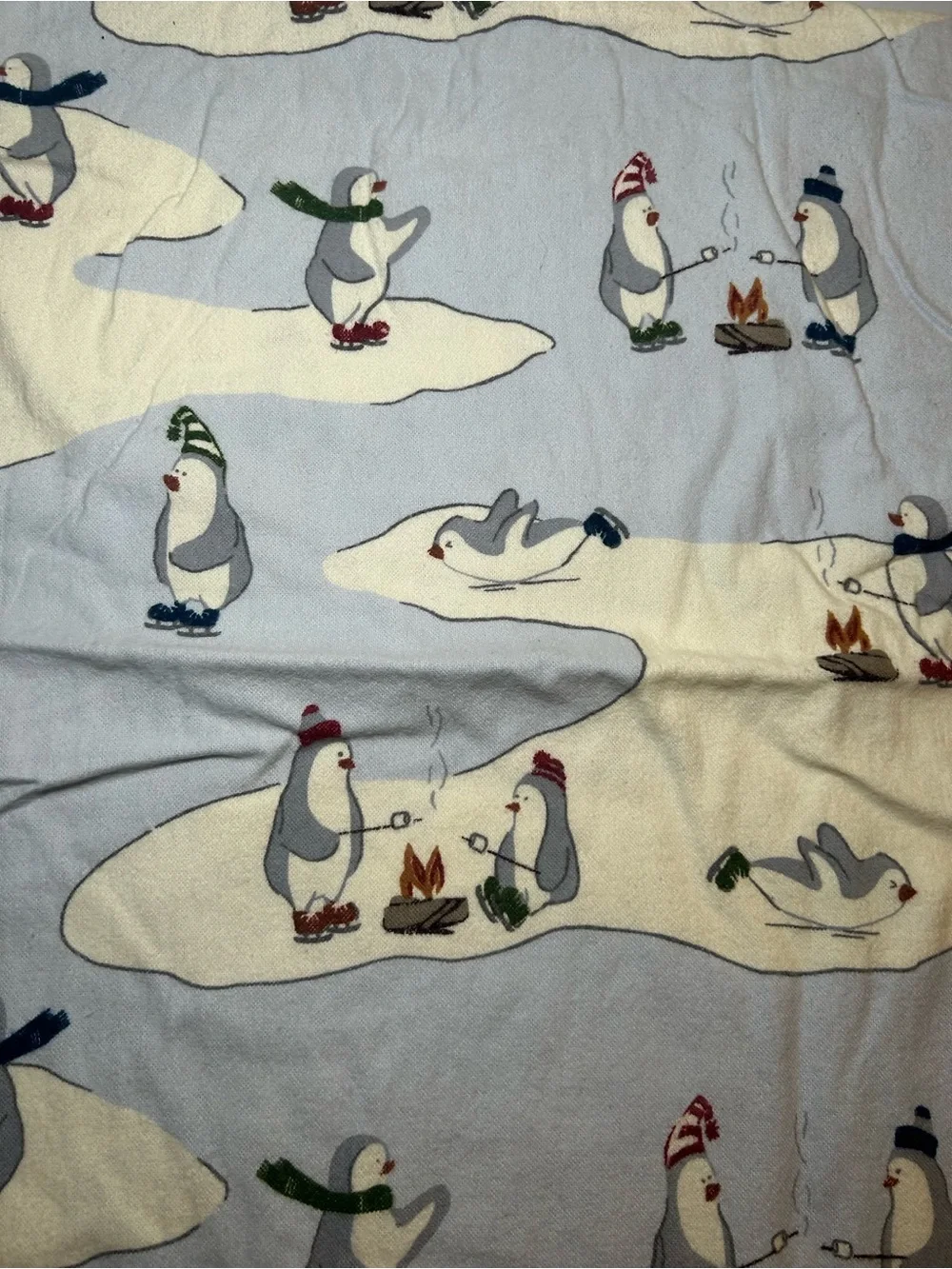Eddie Bauer Polar Penguin Holiday Light Blue Pillowcase 100% Cotton Chirstmas